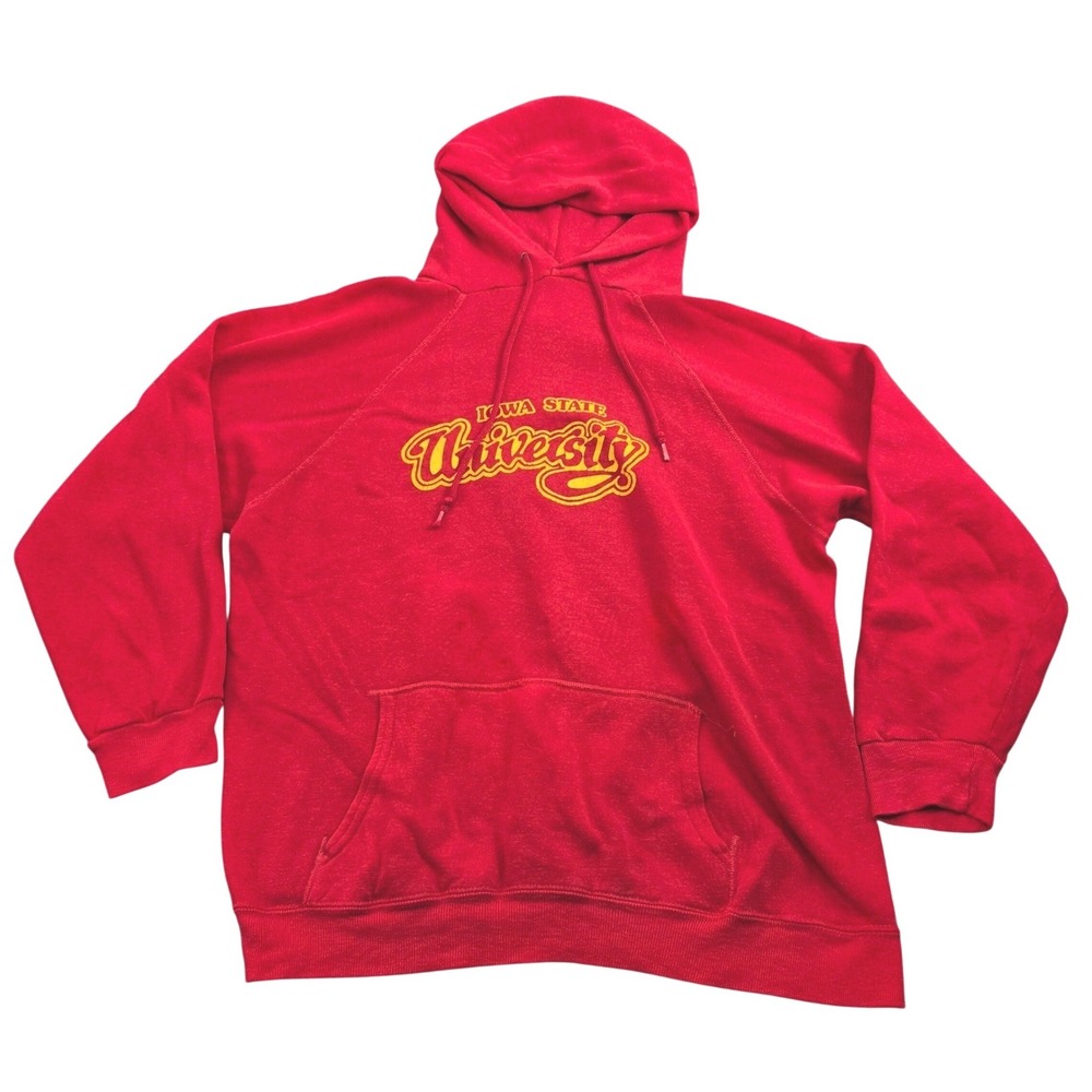Vintage Iowa State University Hoodie Mens XL‎ Cyclones Red Made in USA Artex 80s
